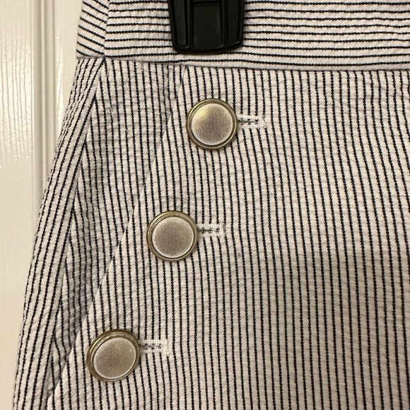 J Crew Pinstripe Skirt: White & Navy - Picture 2 of 6